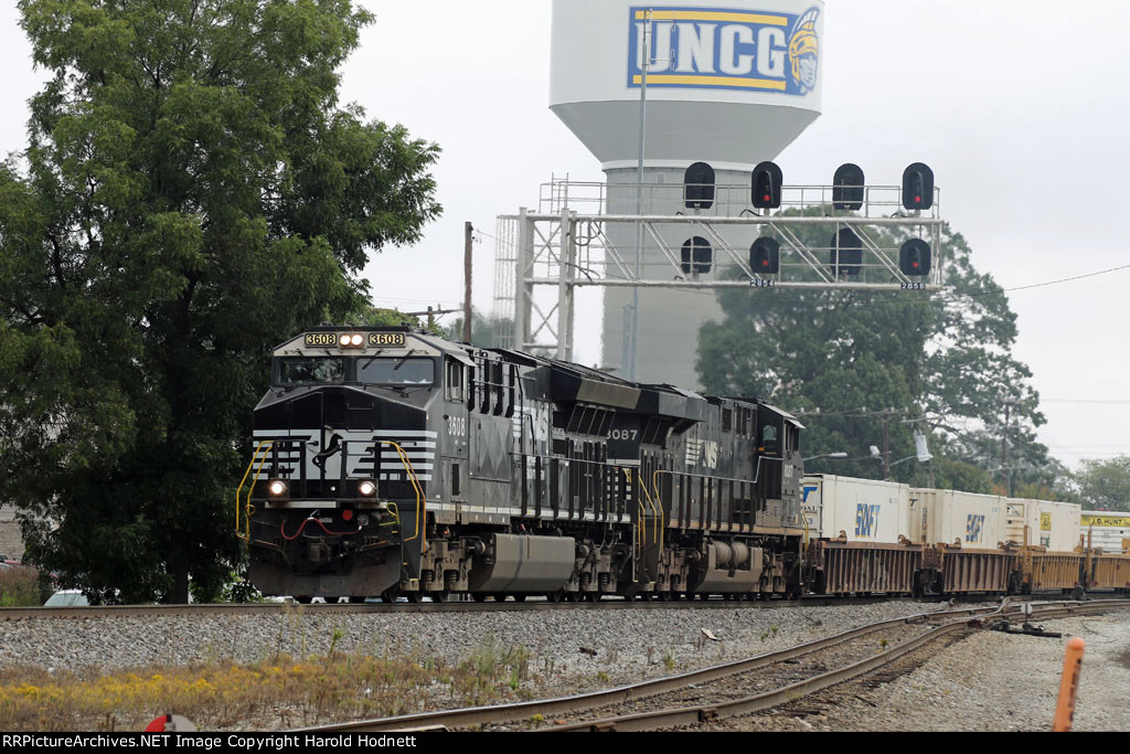 NS 3608 & 8087 lead train 213 past the signals at Aycock